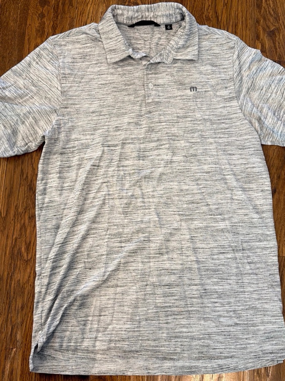 TravisMathew Light Heather Gray Striped Polo